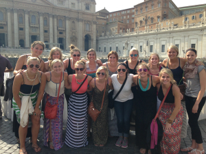 The women’s basketball team traveled to Italy and Switzerland and is pictured at St. Paul’s Basilica.
